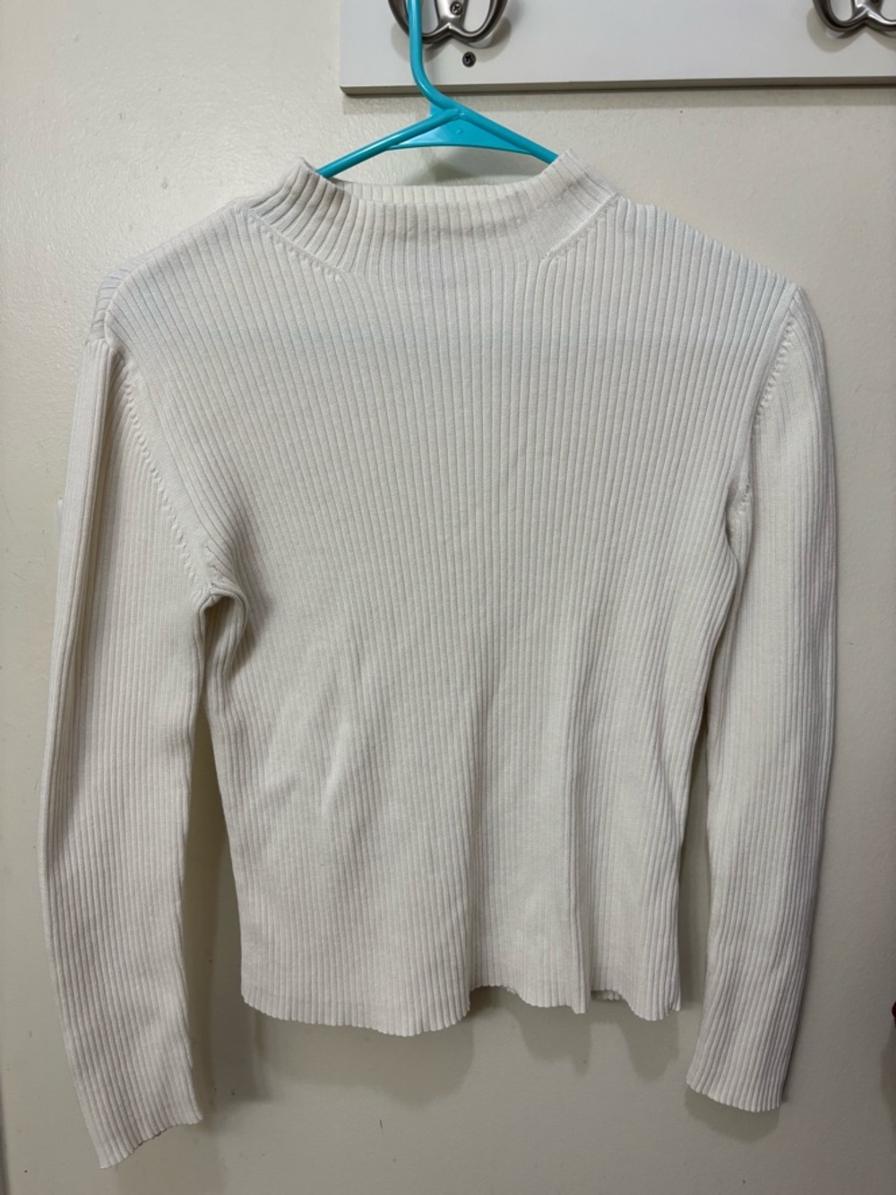 Nordstrom Cream Ribbed Mock Neck Sweater